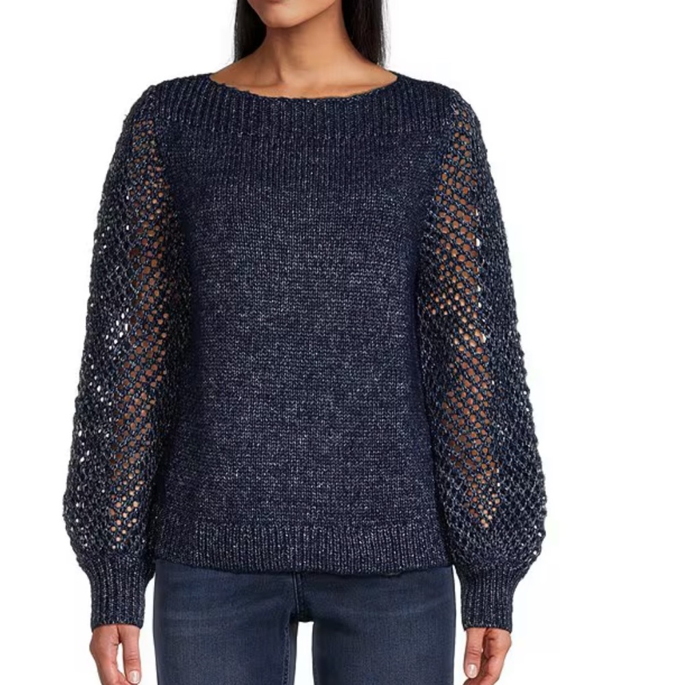 Tommy Bahama metallic shimmer balloon sleeve sweater